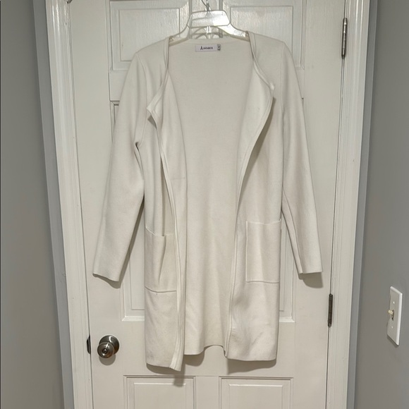 Anrabess Stylish White Long Cardigan - Picture 4 of 6